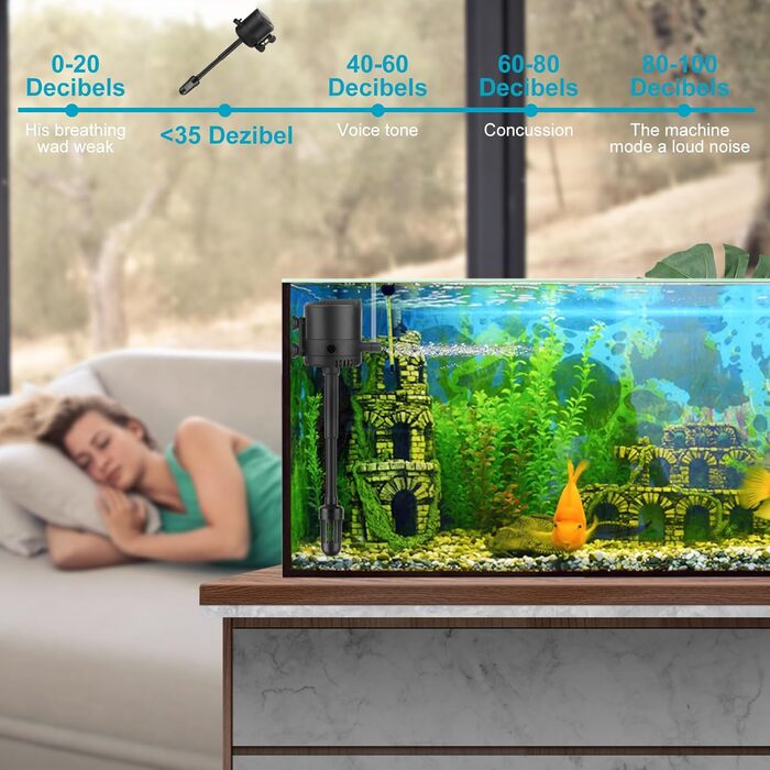 Акваріумний фільтр ITIY, безшумний, 25W, 2000L/H, з втяжним соском, для акваріумів 300-500L