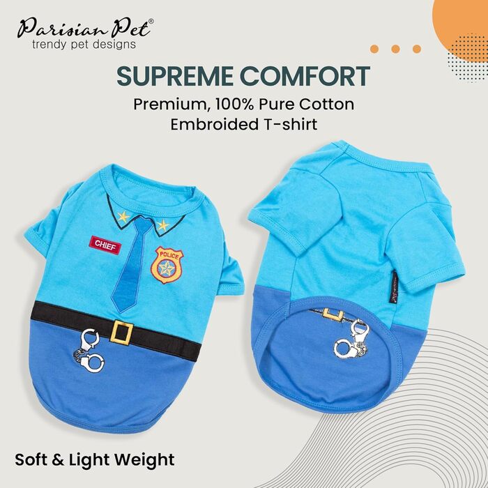 Костюм поліцейського для собак Parisian Pet Officer Woof, розмір L | Веселий костюм на Хелловін для тварин