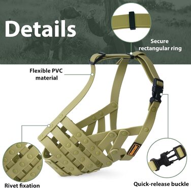 Майерзон Намордник для собак Пітбуль, Ротвейлер, Стаффордширський тер'єр - запобігання укусам, догляд за шерстю, дозволяє пити, зелений, розмір M (Snout Cir: 9.75'-11')