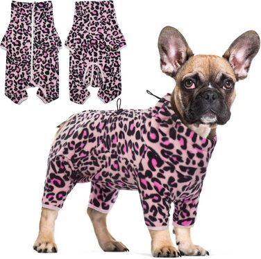 Теплий зимовий одяг для собак Hjyokuso: куртка, пуловер з флісу для маленьких, середніх та великих собак. Вітронепроникний одяг з блискавкою, костюм для чихуахуа (XXS-3XL) XS рожевий леопардовий принт