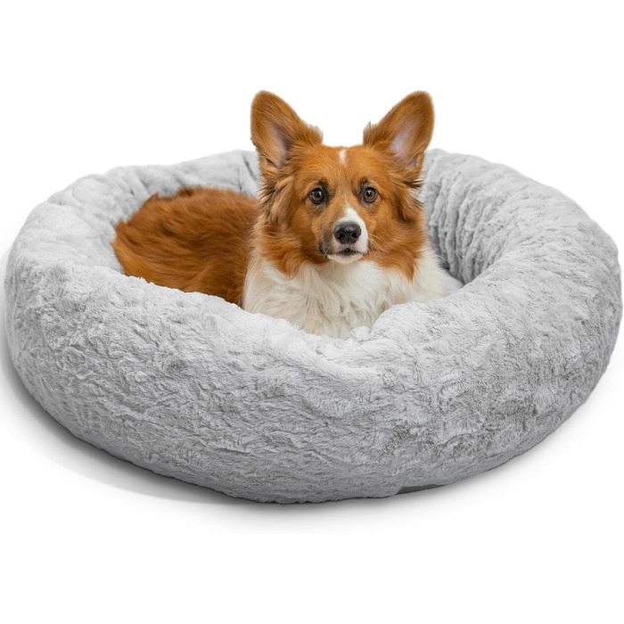 Круглий лежак для тварин Sheri The Original Calming Donut Lux - Сірий, 76 x 76 см