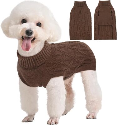 Теплий пуловер для собак Kuoser, пуловер для маленьких, середніх та великих собак, флісовий пуловер для собак, XL (Обхват грудей: 62 см), XS (Обхват грудей: 30 см), Колір: Коричневий