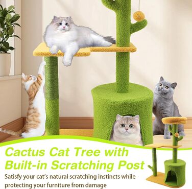 iFCOW Крактауерм: кігтеточка-вежа з платформами та стійкою 80 см для котів середніх порід