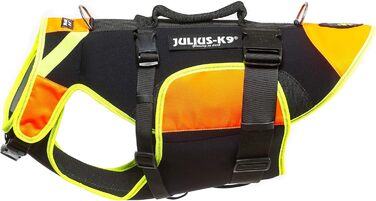 Julius-K9 IDC Мультифункціональний жилет для собак 3в1, розмір L, чорний та UV-помаранчевий