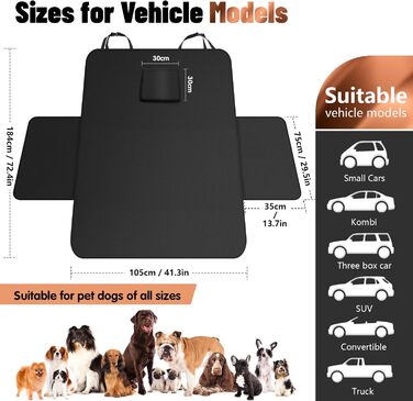 Захист для багажника автомобіля від бруду для собак AiQInu з боковинами та захистом краю завантаження, універсальний килимок для багажника автомобіля для собак, водонепроникний, неслизький, стійкий до подряпин, підходить для автомобілів, універсалів, міні
