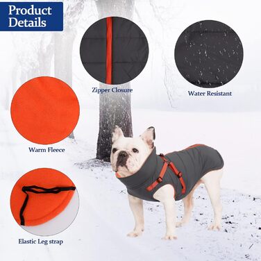 Водонепроникний зимовий теплий дощовик для собак, розмір M (довжина спини 34 см), зелений, з кріпленням для повідка