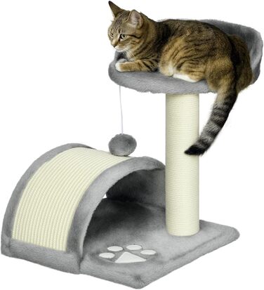 Дерев'яний комплекс для котів PawHut з когтеточкою, ігровим м'ячиком, 40x30x43 см, коричневий