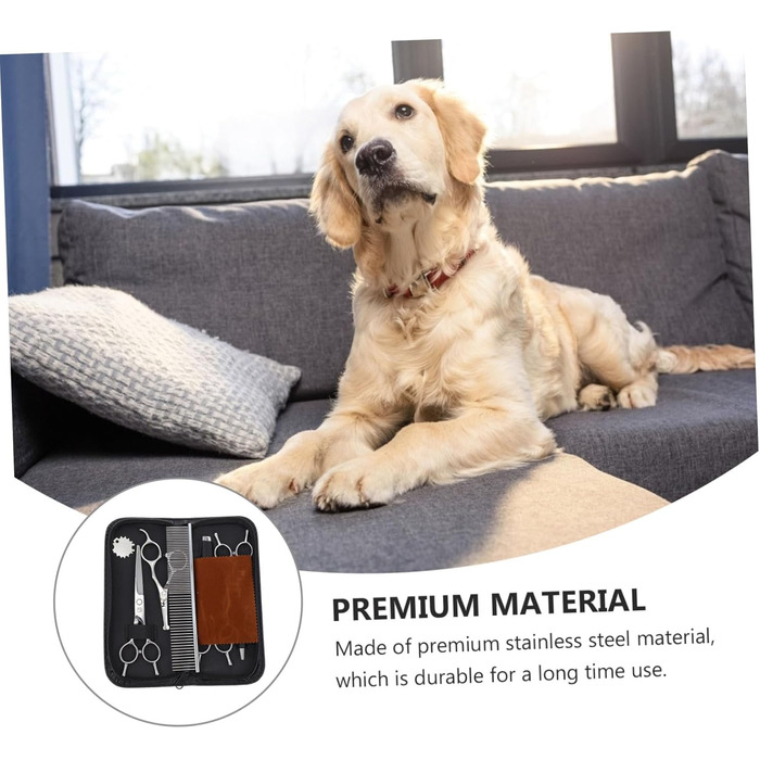 Набір ножиць для грумінгу собак з нержавіючої сталі. Інструмент для стрижки шерсті з округлими кінцями для безпечного догляду за тваринами