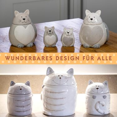 Набір керамічних контейнерів для зберігання Spotted Dog Gift Company, 2 шт. з кришкою, котячий дизайн, куховий декор, подарунок для любителів котів