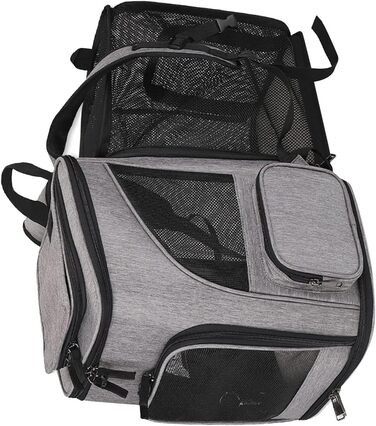 Рюкзак-переноска для котів RASTKY, складана переноска для тварин, міцна переноска для собак та малих тварин до 8 кг, ідеально підходить для відвідування ветеринара, прогулянок у парку, сірий (чорний) (сірий)