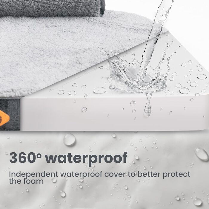 Ортопедичне ліжко для собак Laifug з memory foam, вологостійке, знімний чохол, неслизьке дно, сіре – для літніх та хворих собак