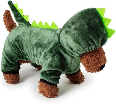 Костюм для собак FRCOLOR (зелений, L) - 3 шт. Динозавр, теплий матеріал, для свят та фотосесій