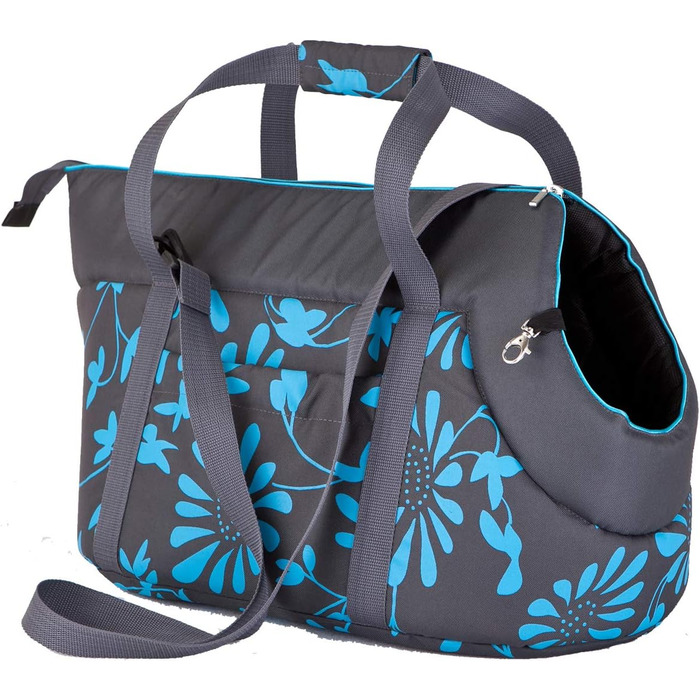 Транспортна сумка для собак та котів: переноска, сумка-переноска (бежева з принтом лапок, сіра з блакитними квітами) (R3, 30x50 см)