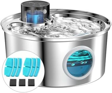Бездротовий фонтан для котів FOFNON 3.2L з 6 вугільними фільтрами та 3 губками, тихий автоматичний поїлка для котів
