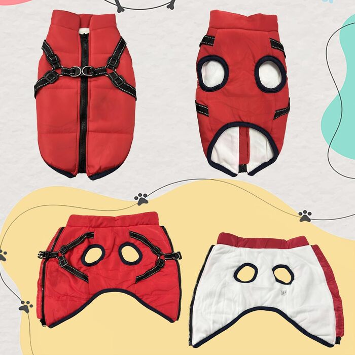 Водонепроникний собачий плащ з шлейкою, зимова тепла флісова куртка для середніх та великих собак, світловідбиваючий вітрозахисний собачий костюм (оливковий, M) Оливковий – M (Червоний – M)