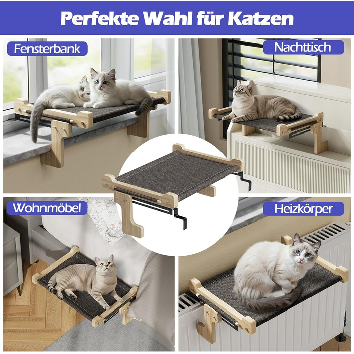 Крісло-гамак для кота Eukue на вікно з міцного дерева та металу (до 30 кг)