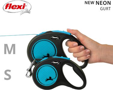 Повідок-рулетка Flexi New Neon S, чорний/неоново-синій, 5 м для собак