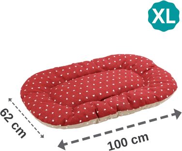 Лежанка для собак та котів Baroni Home - XL, 62x100x9 см, двостороння, серця, сірий та бордовий кольори