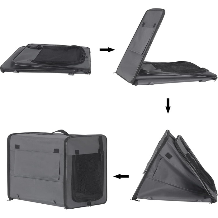 Складана переноска для собак та котів, авто-переноска для тварин, сіра, 46x36x41 см