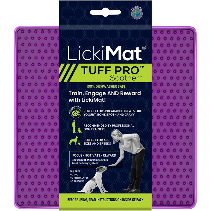 LickiMat PRO Tuff для собак: міцна інтерактивна килимок-іграшка для собак, заспокоює, альтернатива пазлам та повільному годувальнику, підходить для арахісової пасти, йогурту, корисних смаколиків, фіолетовий