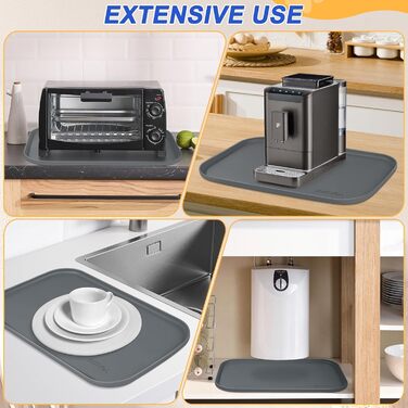 Силіконовий килимок для годівлі домашніх тварин з піднятим бордюром для корму та води, миски для собак, миски для котів, підкладка з високим бордюром для підлоги, водонепроникний килимок, гумова підкладка для котів та собак 24x16x0,8 (24 x 16 x 0.8 дюймів