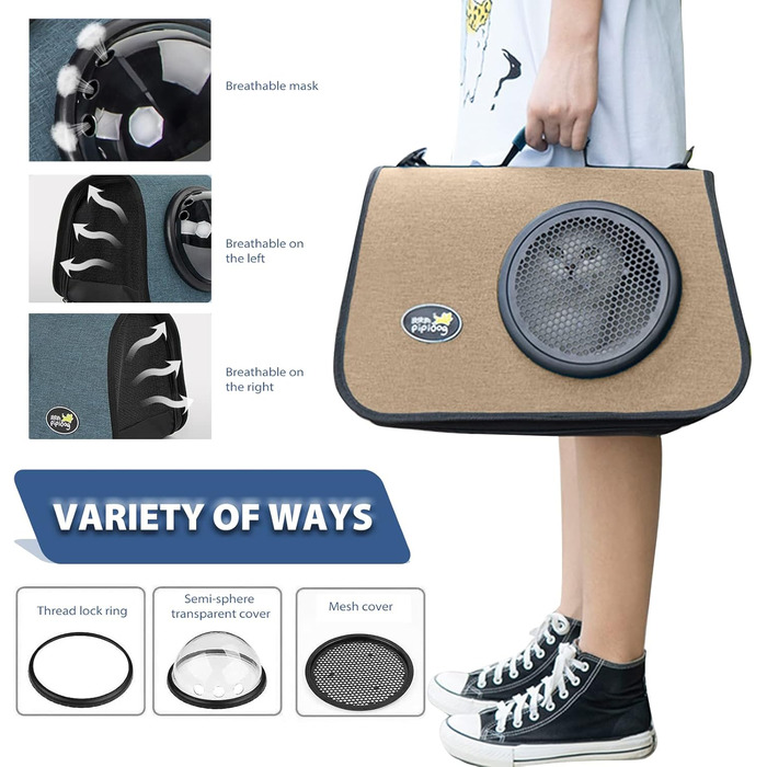 Транспортна сумка для кота/собаки PETCUTE, 41 x 25 x 27 см, складана, з вентиляційними отворами, підходить для середніх котів та маленьких собак, схвалена авіакомпаніями, темно-зелений (кавовий)