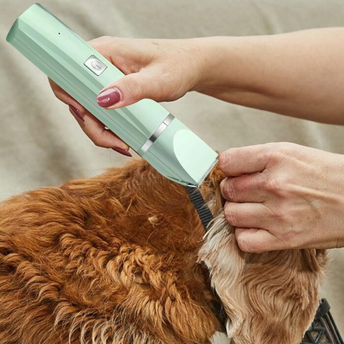 Електричний триммер для собак 4-в-1 безшумний бездротовий для грумінгу, обрізки кігтів та догляду за шерстю, підходить для цуценят, зелений