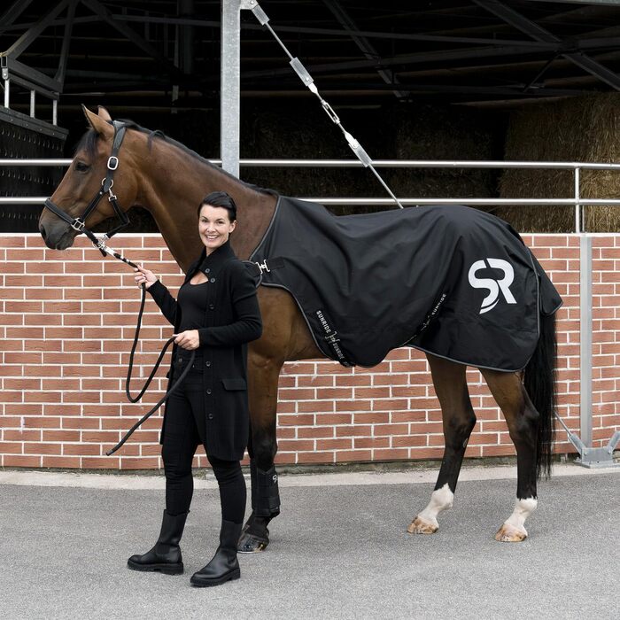 Водонепроникна ковдра для привчіння коней SUNRIDE 1200D, 165 см, чорна