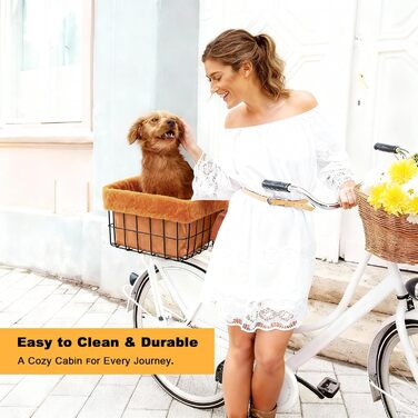 Фарбований кошик для велосипеда для собак з підстилкою, теплий та м'який, з міцної тканини, комфортний, для собак