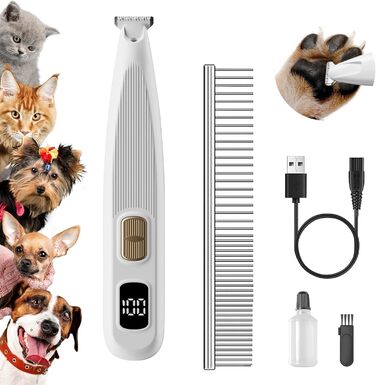 Триммер для собак PawTrim Pro: професійний, тихий, вологостійкий, з LED-дисплеєм для догляду за лапами, очима, вухами та обличчям