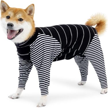 Піжама для собак після операції, комбінезон з довгим рукавом, чорний, для захисту рани, альтернатива комірцю (M, 1 шт.)