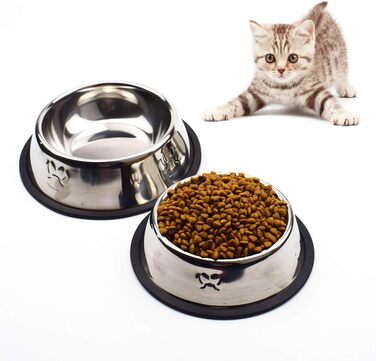 Набір мисок для котів з нержавіючої сталі (3 шт.) - миски для їжі та води для котів та маленьких собак