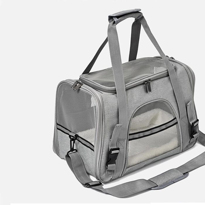 Сумка-переноска для собак – сумочка на плече, розкладна, прозора | Легка переноска для цуценят та маленьких собак, зручний рюкзак для подорожей, Trans (сірий)