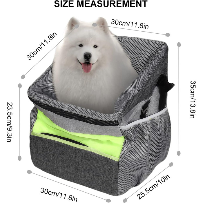 PETCUTE Велосипедна сумка для тварин: кошик для собак і котів, знятна та складна, з ременем безпеки, сірий колір