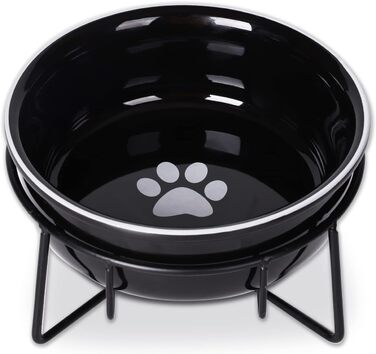 Керамічна миска для корму для маленьких собак GDCZ, підставка з металу, 425 мл, чорна