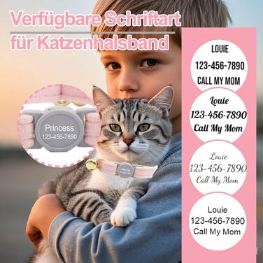 Персоналізоване ошатне нашийник для кота з безпечною застібкою та дзвіночком, нашийник з іменним жетоном та номером телефону, регульований, з велюру, для кошенят