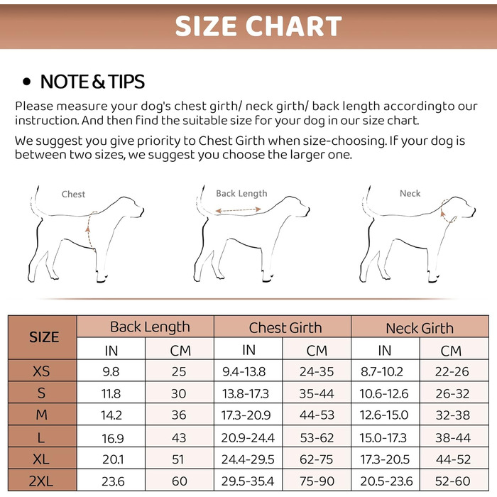 Теплий зимовий одяг для собак CITE TOILE з захистом живота, світловідбиваючими елементами, для собак великих порід, коричневий, XXL