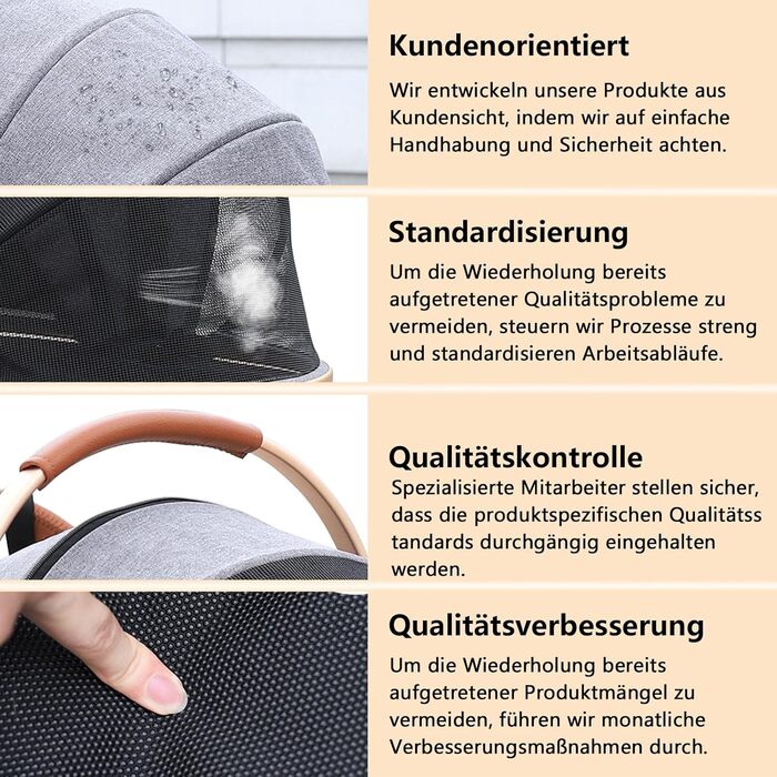 Візок для собак та котів на 4 колесах, до 30 кг, сірий, 3-в-1