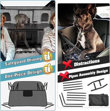 Сітчаста перегородка для собак у машину Mixsuper, 133,1 см, для позашляховиків, пікапів та легкових авто, чорна, велика