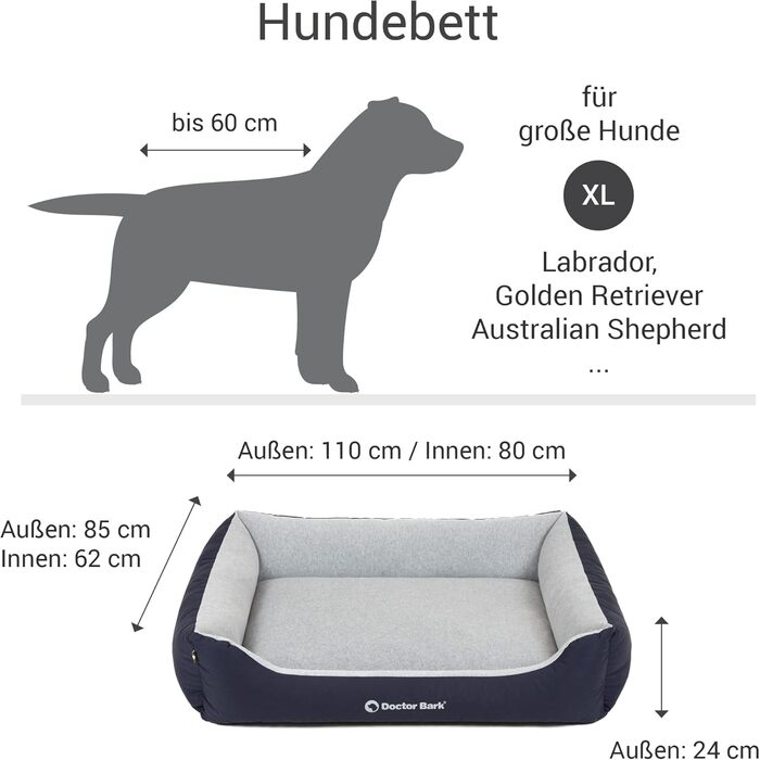 Ліжко для собак Doctor Bark Kleine Hunde - зручне та м'яке, з можливістю прання, міцне, зелений колір (XL, 110x85 см)