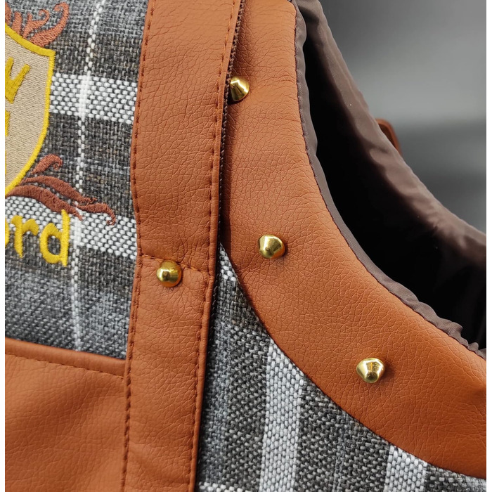 CAZO Oxford переносна сумка-переноска для собак та котів, 30x40x24 см, коричнева в клітинку, LXD1001