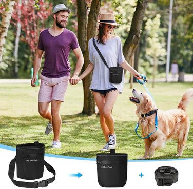 Сумка для ласощів для собак Brifit з магнітною застібкою, для тренувань, з регульованим шнурком, знімною внутрішньою кишенькою та дозатором для пакетів, 17.5 x 13.6 x 8 см