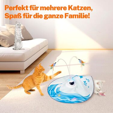 Інтерактивна іграшка для котів Toozey з 3 знімними пір'ями, електрична іграшка з автоматичною подачею пір'я та USB-зарядкою, іграшка для самостійних ігор для котів будь-якого віку, блакитна