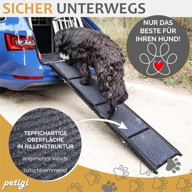 Рампа для собак Petigi, 170 см, складана, з неслизьким килимком, вантажопідйомність 90 кг