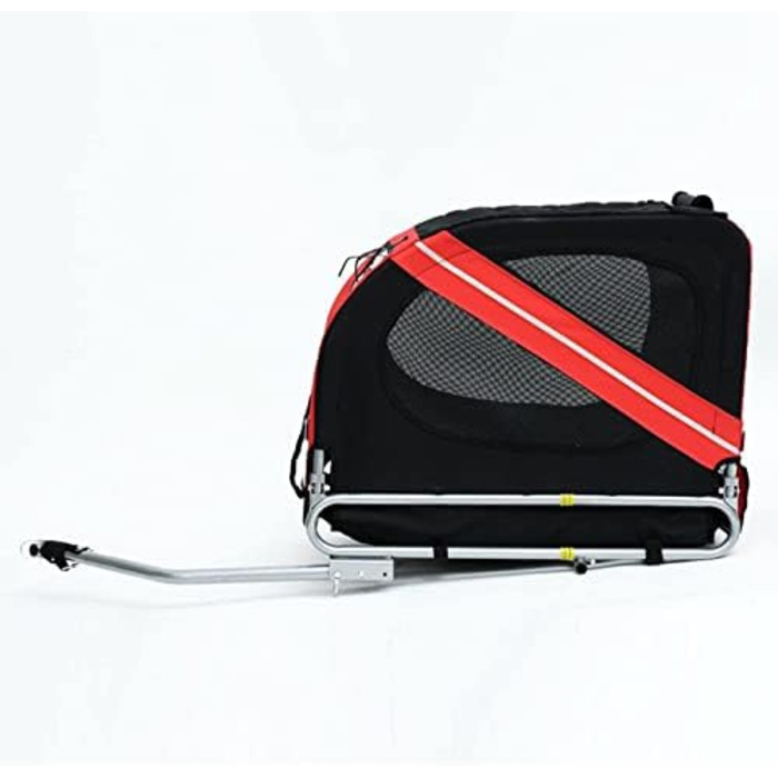 Багатофункціональний велопричіп 2-в-1: для дітей та домашніх тварин. Велосипедний причіп-візок, 2 місця, 137x73x90 см (червоний та чорний)