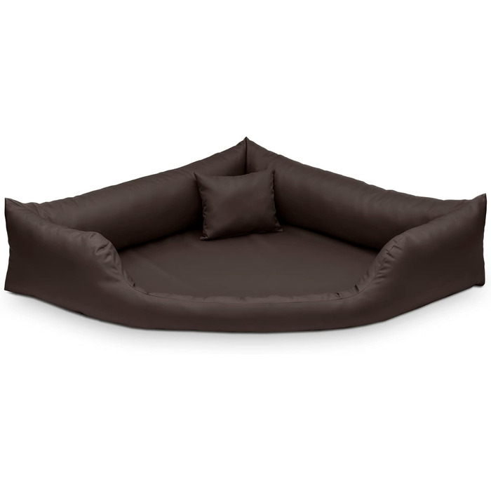 Ліжко для собак Juelle з штучної шкіри, кутовий дизайн, для середніх та великих собак, м'яке ліжко-софа Gabi M-XXL (100x100 см, темно-коричневий) L - 100x100x22 см, коричневий