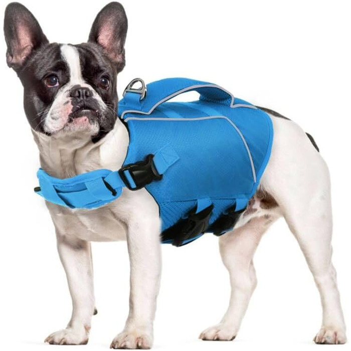 Спасальний жилет для собак Asenku XS, блакитний. Жилет для плавання, катання на човні та каякінгу. З ручкою та світловідбиваючими елементами. Легкий та безпечний.