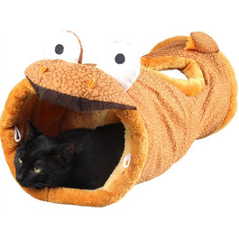 Туннель для котів DHGTEP складний, іграшка-труба для кошенят, з віконцем, бежевий