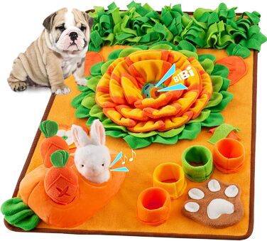 Schnüffelmatte для собак маленьких та середніх порід з іграшками-кринками та морквою (74,5 x 48,9 см), м'яка, довговічна, для пошуку їжі та носової роботи