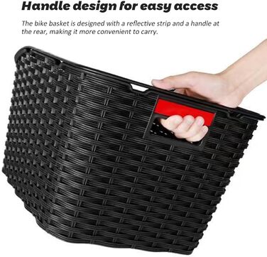 Велика плетена корзина для велосипеда: міцна, з ручкою та дзеркалом PP для сумок, тварин, овочів та м'ячів